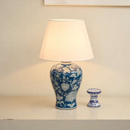 Indigo Floral Vine Ceramic Table Lamp
