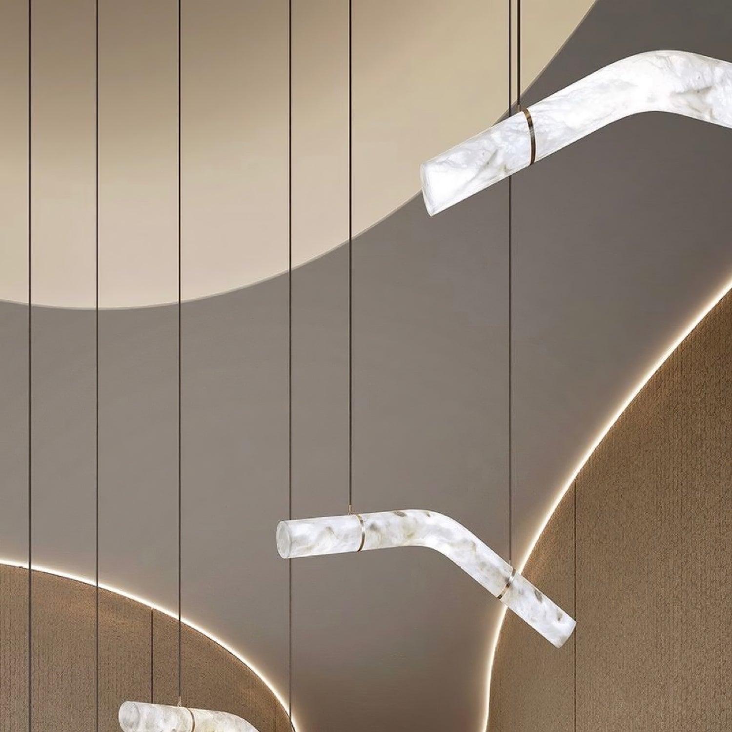 Streamlined Alabaster Pendant Lamp