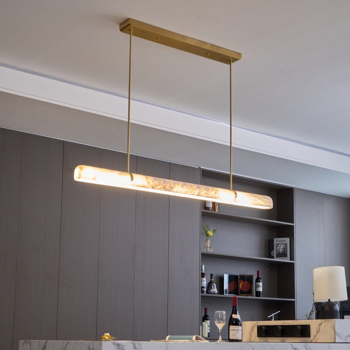 Linear Alabaster Chandelier