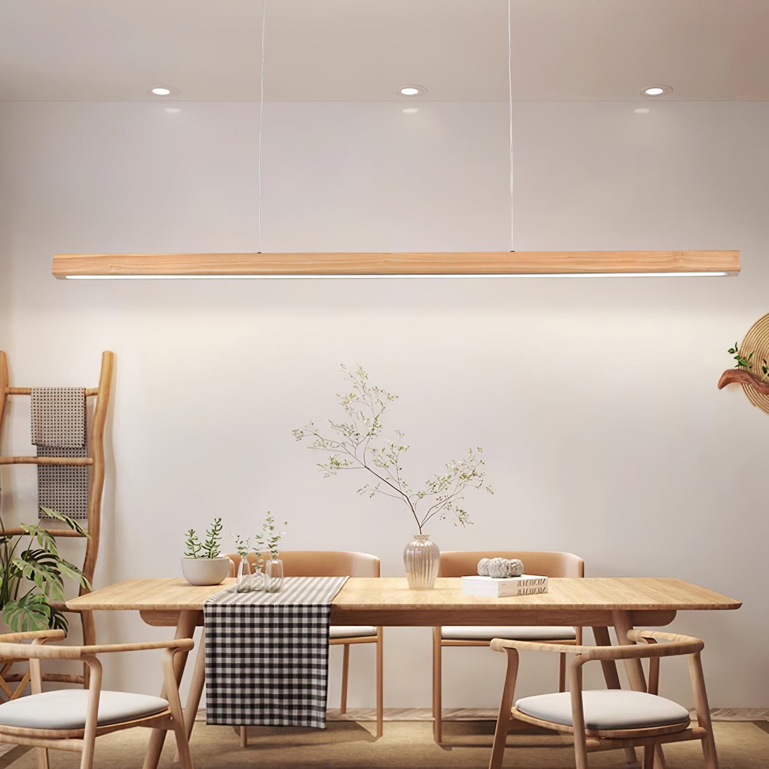 Linear Wooden Pendant Light