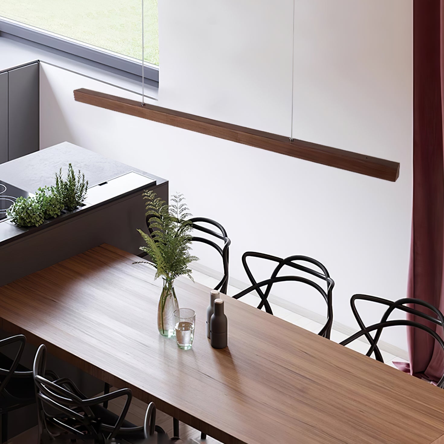 Linear Wooden Pendant Light