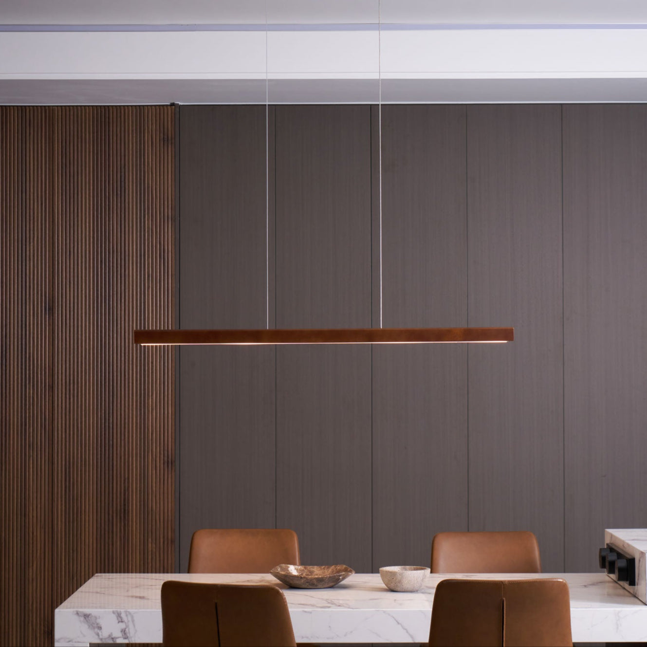 Linear Wooden Pendant Light