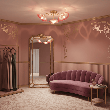 Lotus Leaf Glass Ceiling Lamp