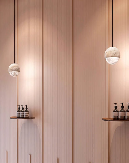 Lunar Dome Alabaster Pendant Light