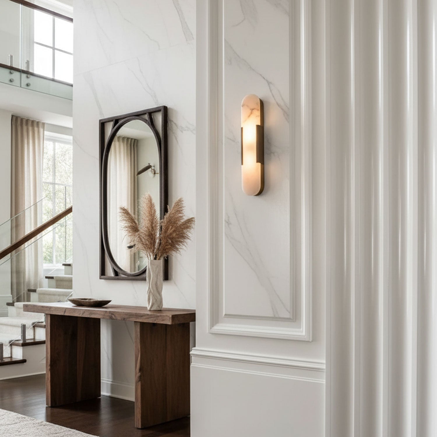 Melange Elongated Alabaster Wall Lamp