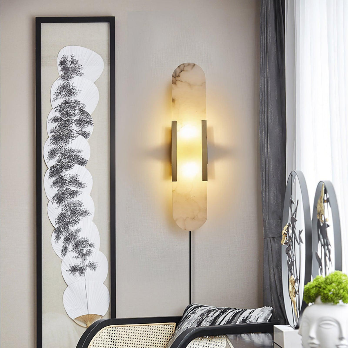 Melange Elongated Alabaster Plug-in Sconce
