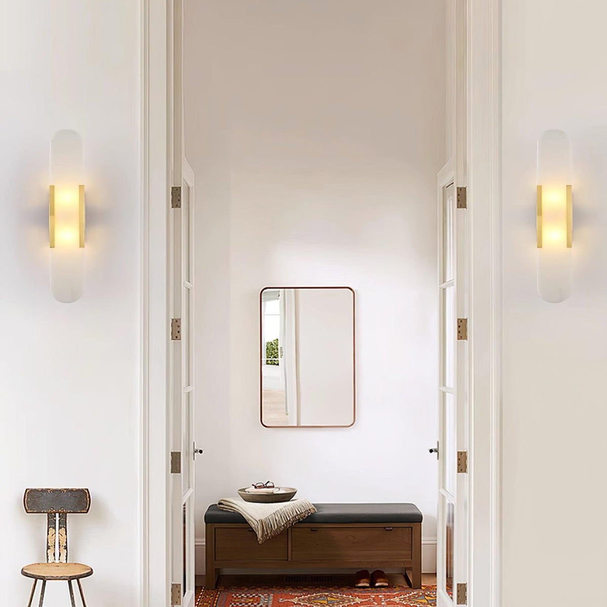 Melange Elongated Alabaster Plug-in Sconce