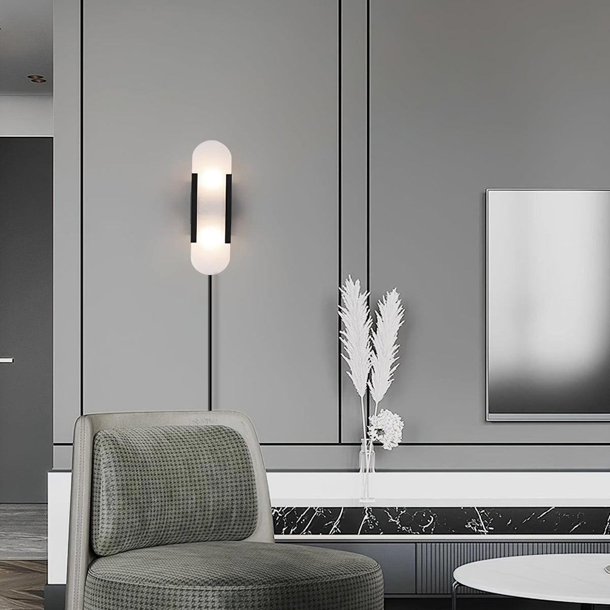 Melange Elongated Alabaster Plug-in Sconce