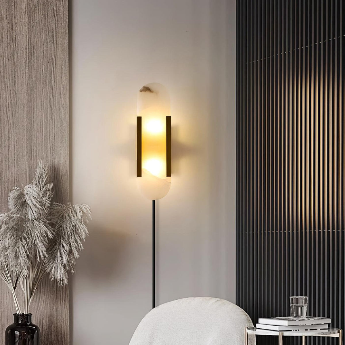 Melange Elongated Alabaster Plug-in Sconce