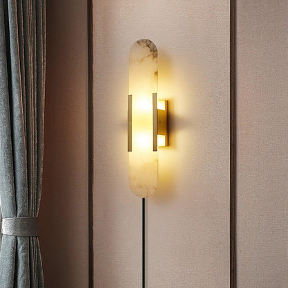Melange Elongated Alabaster Plug-in Sconce