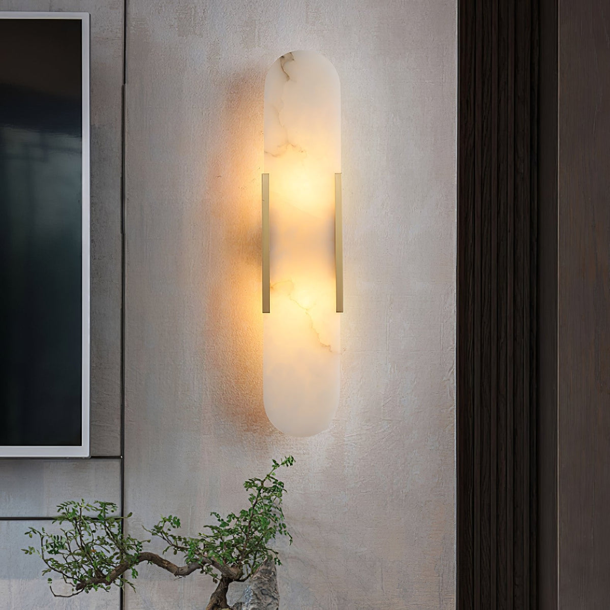 Melange Elongated Alabaster Plug-in Sconce
