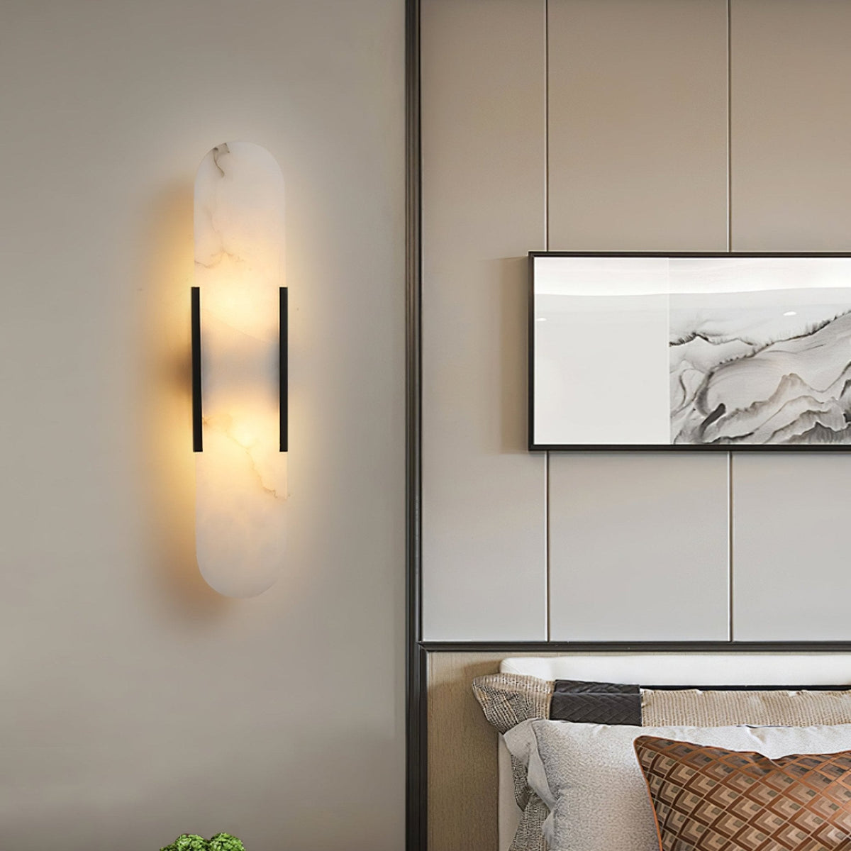 Melange Elongated Alabaster Plug-in Sconce