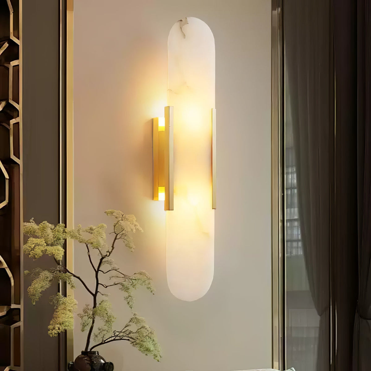 Melange Elongated Alabaster Plug-in Sconce