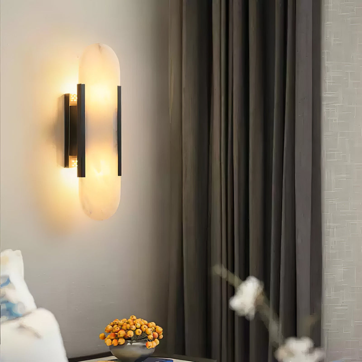 Melange Elongated Alabaster Plug-in Sconce