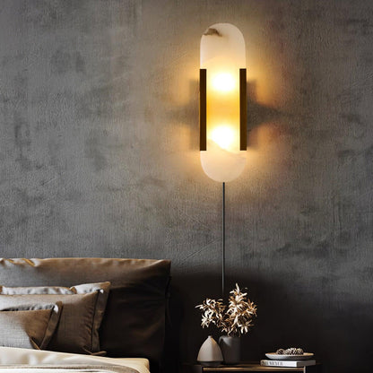 Melange Elongated Alabaster Plug-in Sconce