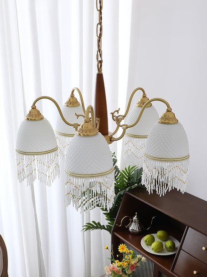 Mesh Tassel Glass Chandelier