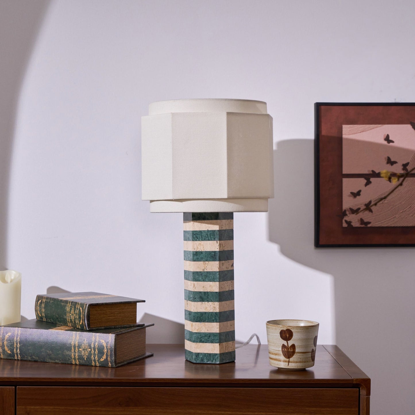 Modari Striped Stone Table Lamp