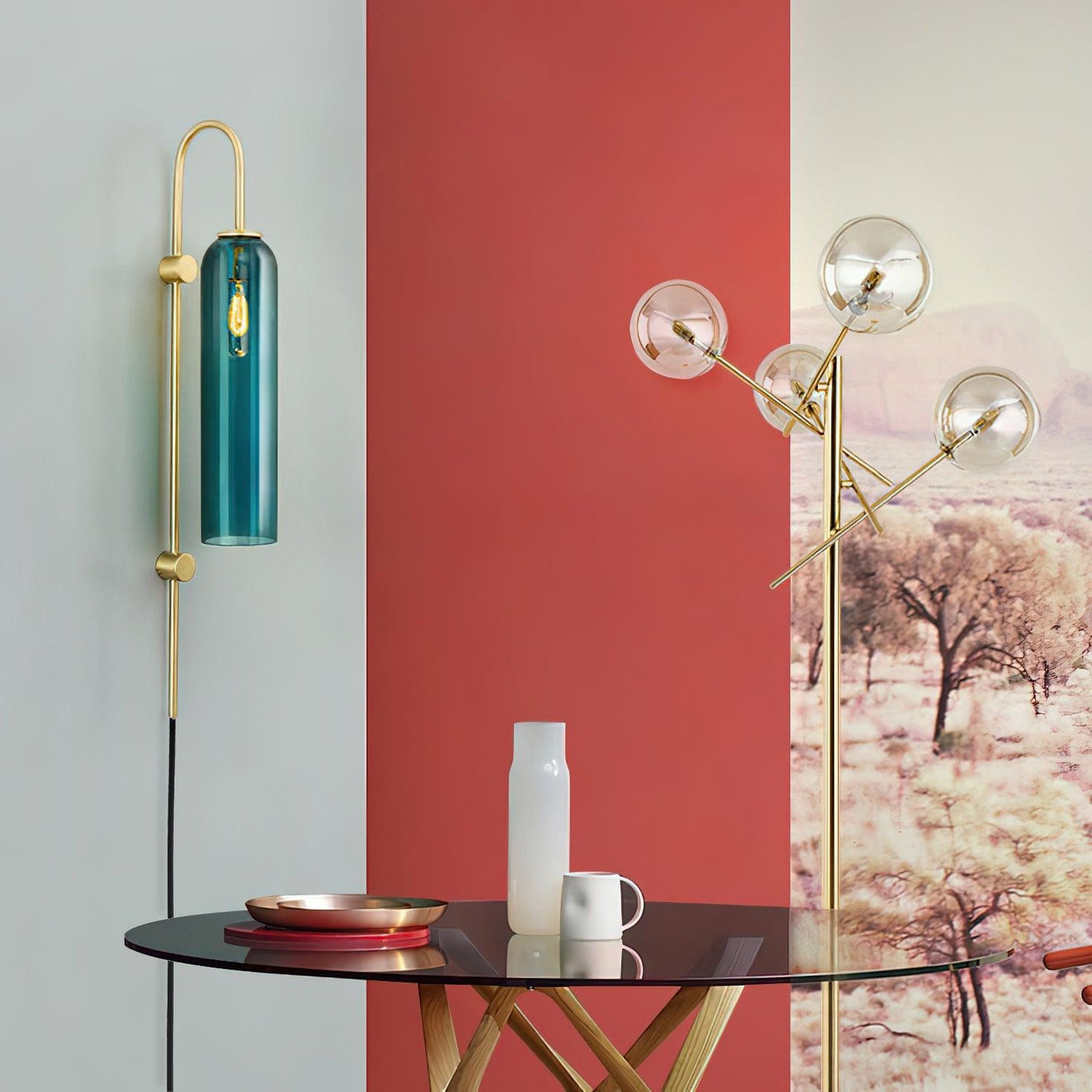 Modern Glass Plug-In Wall Lamp