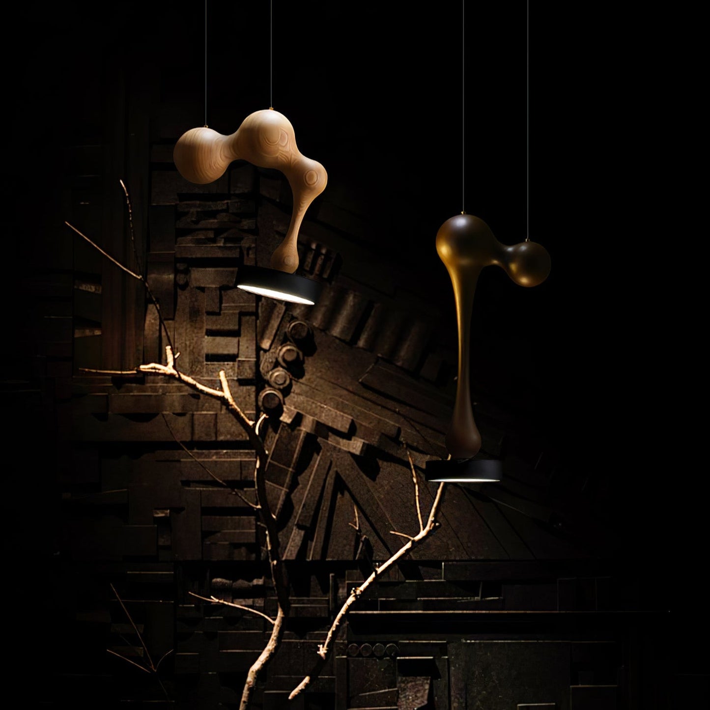 Molecule Wooden Pendant Light
