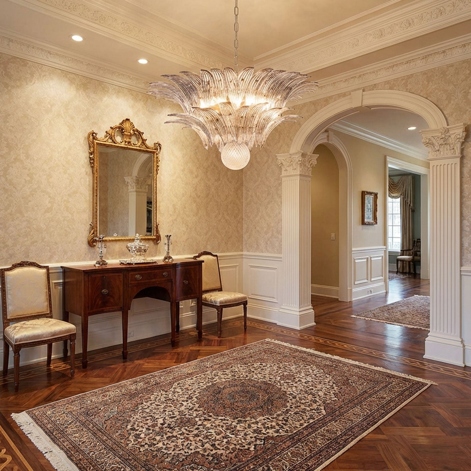Murano Palmette Transparent Chandelier