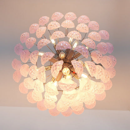 Murano Pink Glass Dewdrop Chandelier