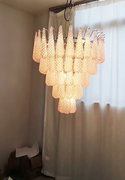 Murano Pink Glass Droplet Chandelier