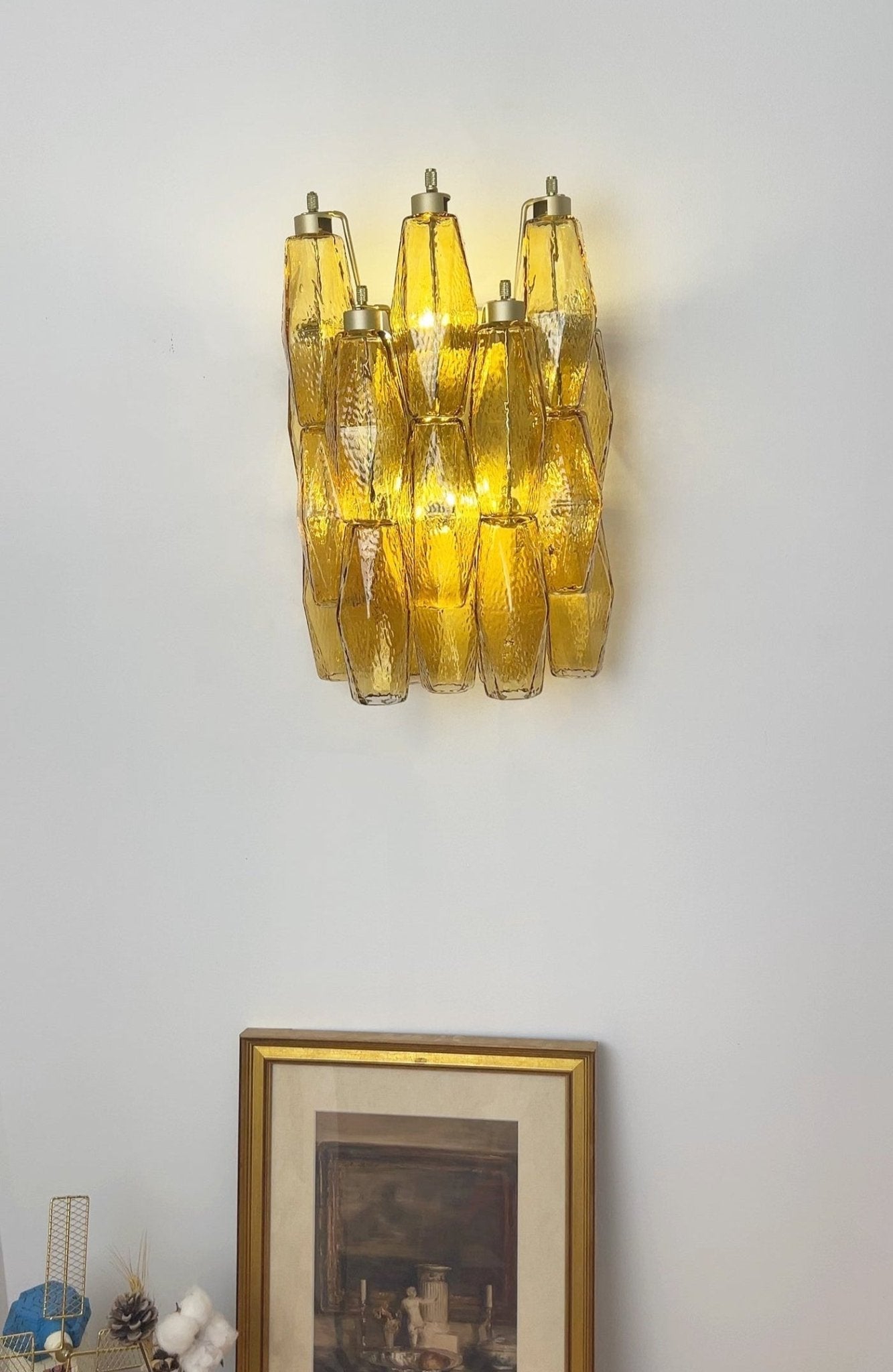 Murano Rhombus Amber Glass Wall Lamp