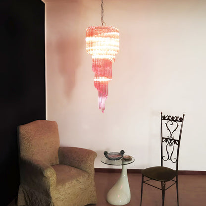 Murano Spiral Prism Glass Chandelier