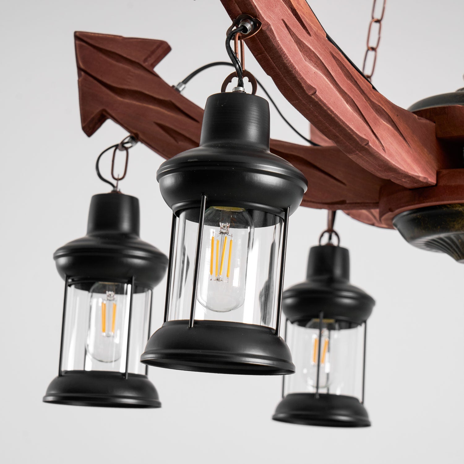 Nautical Industrial Style Wooden Chandelier