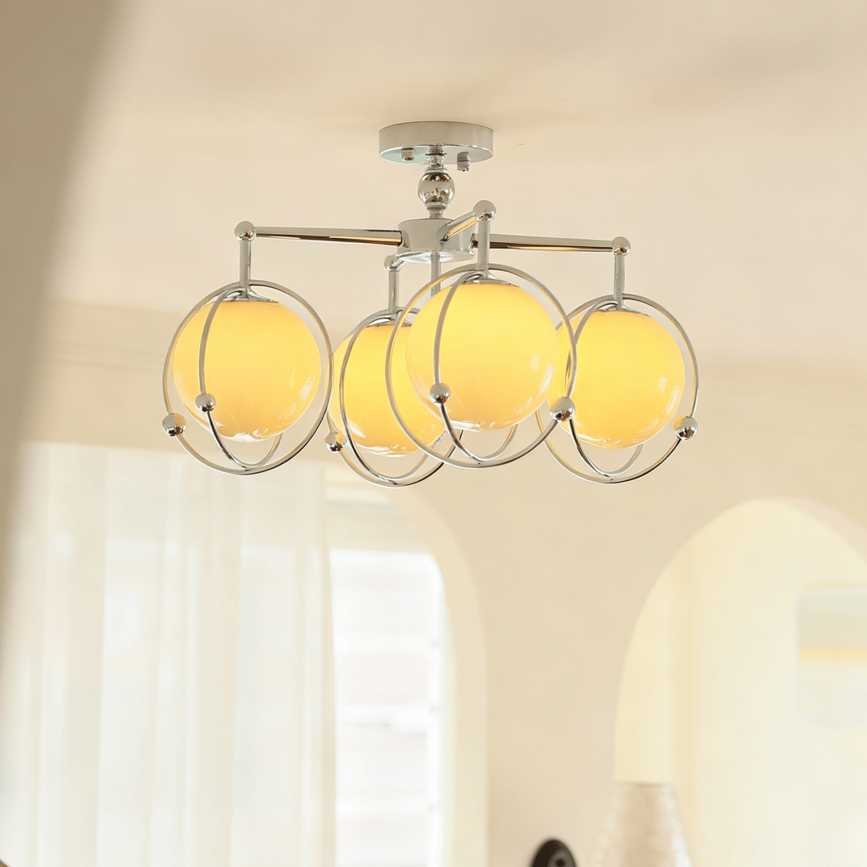 Orb Cage Semi Ceiling Lamp