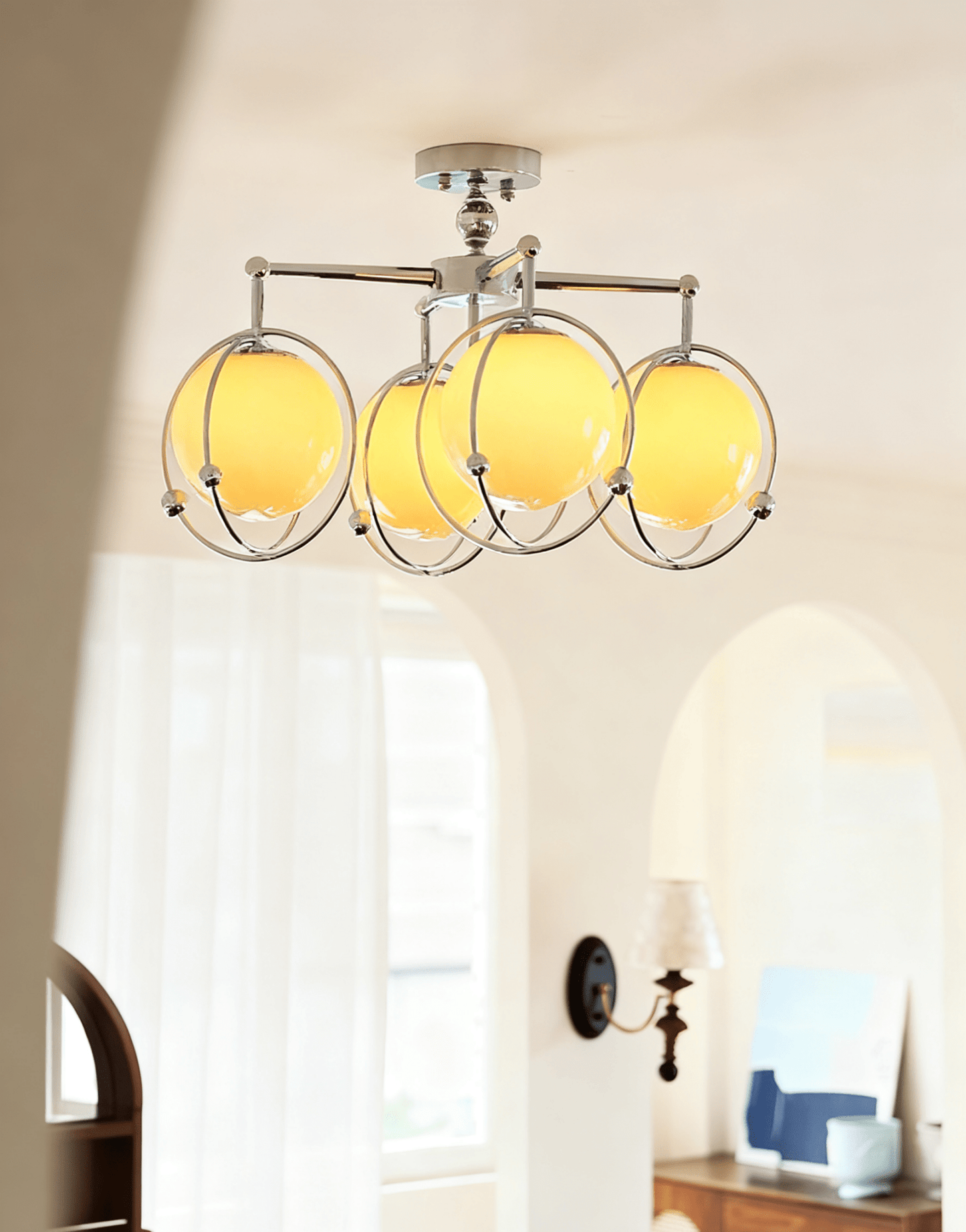 Orb Cage Semi Ceiling Lamp