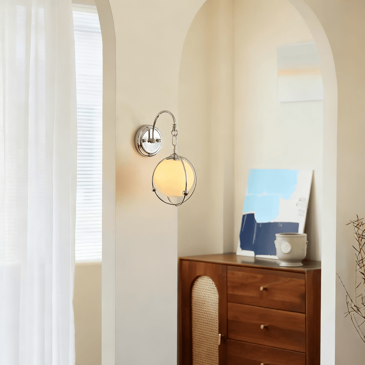 Orb Cage Semi Wall Lamp