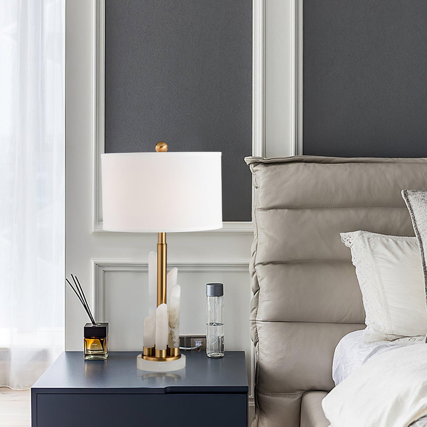 Orbit Metal Alabaster Table Lamp