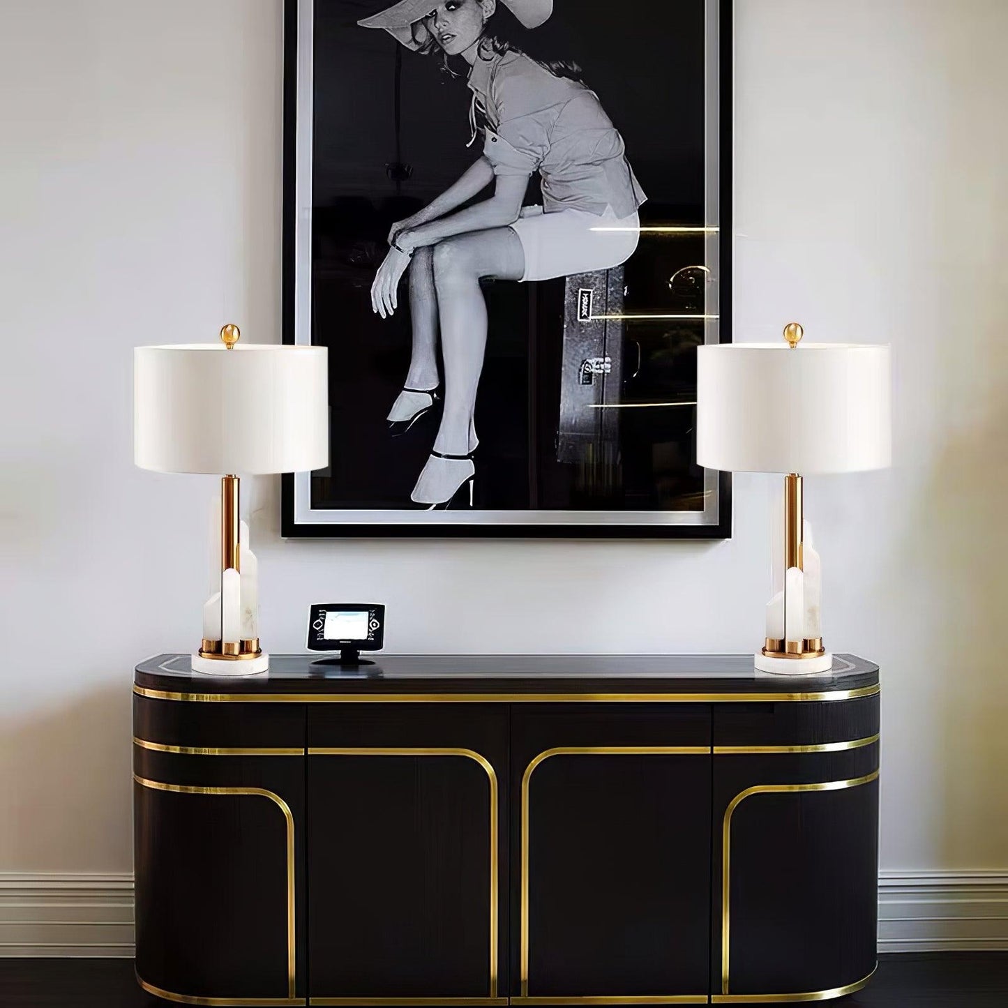 Orbit Metal Alabaster Table Lamp