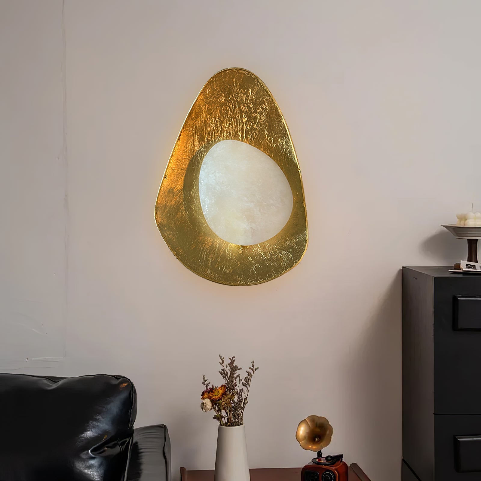 Organic Gilded Pebble Alabaster Sconce