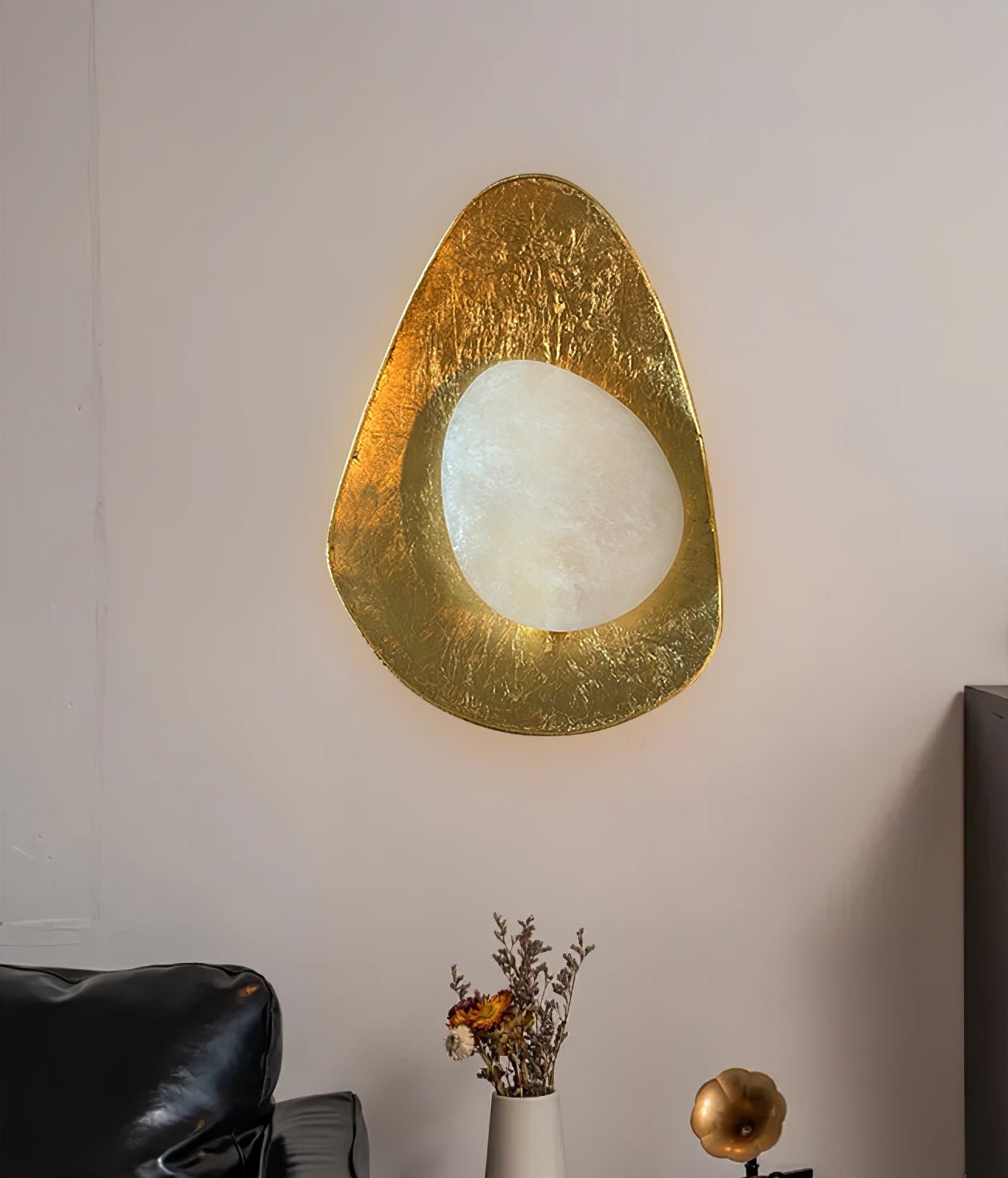 Organic Gilded Pebble Alabaster Sconce