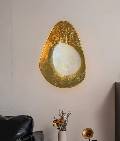 Organic Gilded Pebble Alabaster Sconce
