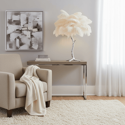 Ostrich Feather Table Lamp