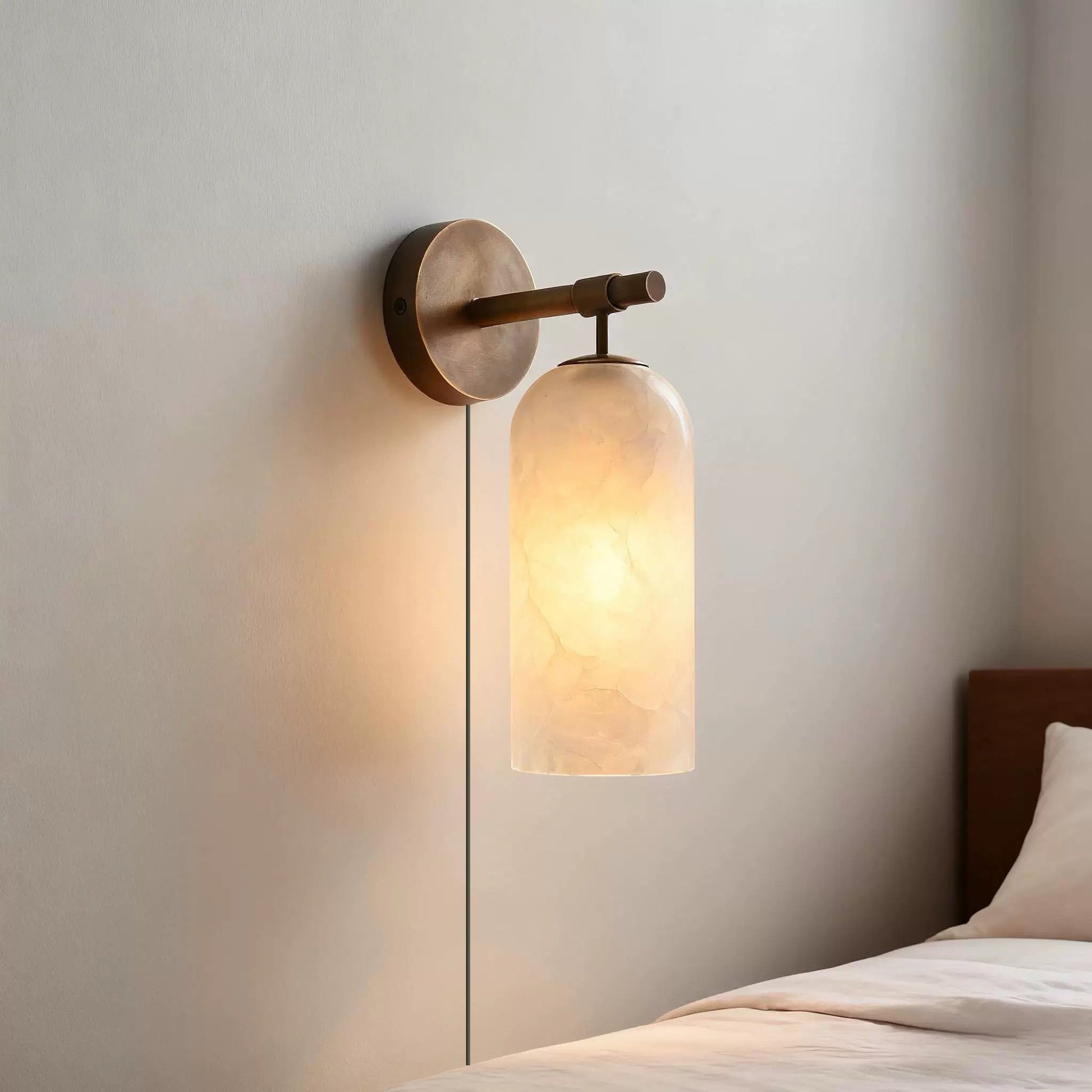 Pillar Alabaster Plug-in Wall Sconce