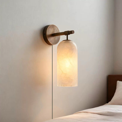 Pillar Alabaster Plug-in Wall Sconce