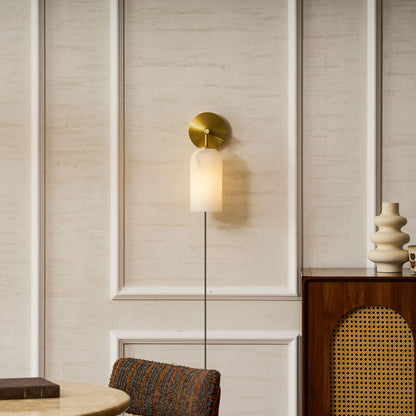 Pillar Alabaster Plug-in Wall Sconce