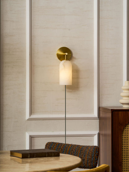 Pillar Alabaster Plug-in Wall Sconce