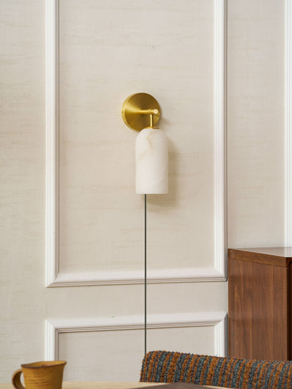 Pillar Alabaster Plug-in Wall Sconce
