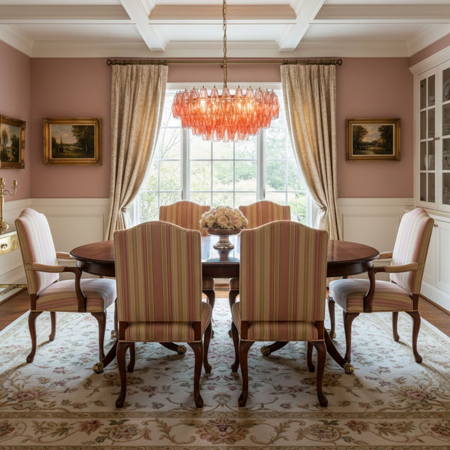 Pink Polygon Drop Chandelier