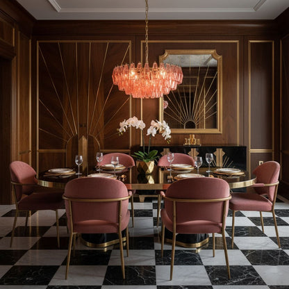 Pink Polygon Drop Chandelier