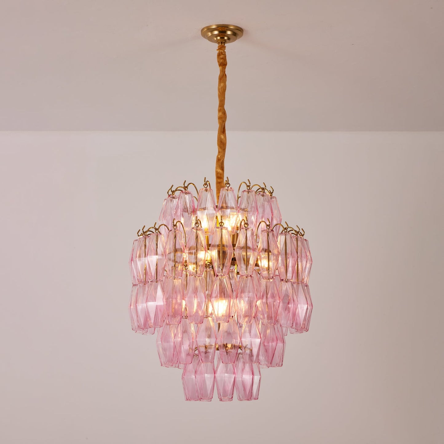 Pink Murano Glass Prism Chandelier
