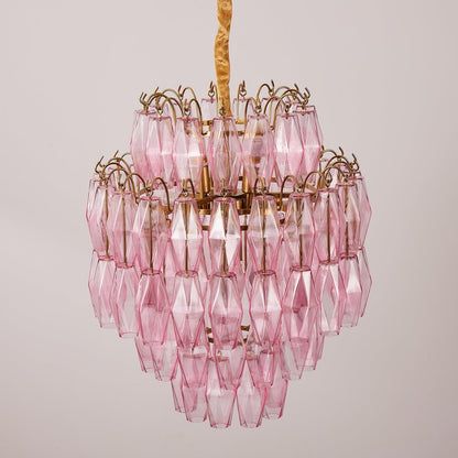 Pink Murano Glass Prism Chandelier