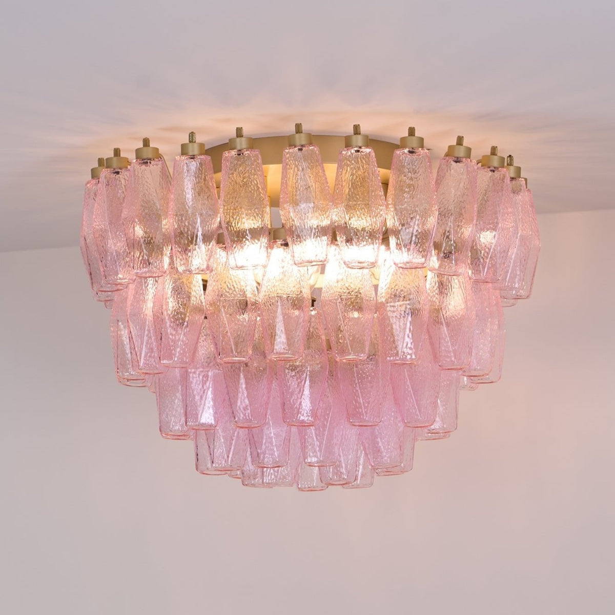 Poliedri Murano Pink Ceiling Light