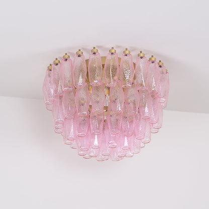 Poliedri Murano Pink Ceiling Light