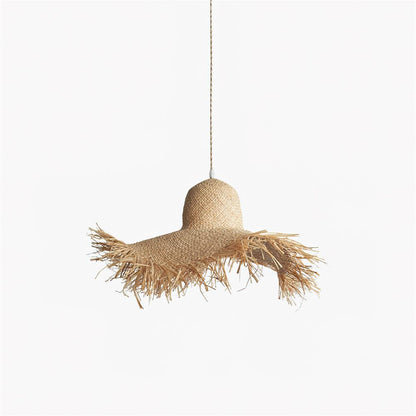 Rattan Straw Hat Pendant Light